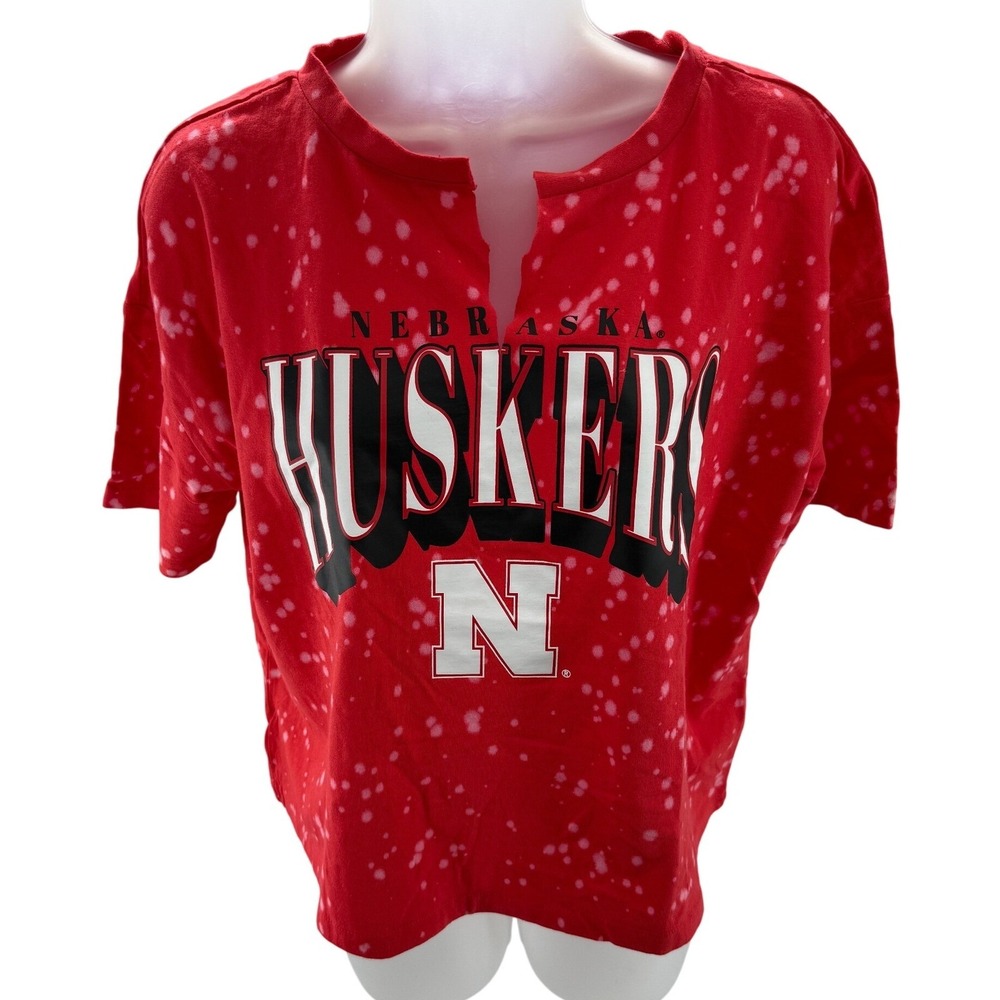 WEAR Erin Andrews Nebraska Huskers Red Cropped Tee Shirt Medium NEW